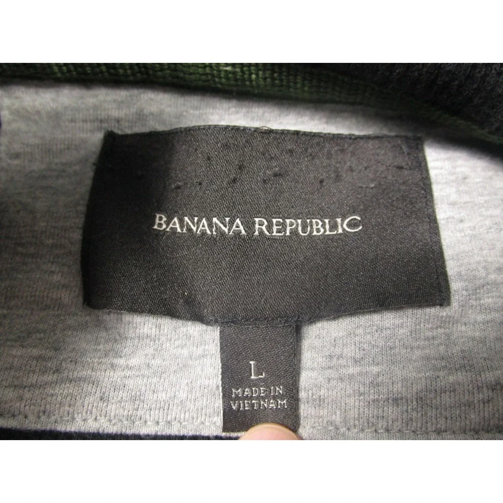 Banana Republic‎ Jacket Mens Large Black Hooded Full Zip Pockets Cotton Blend